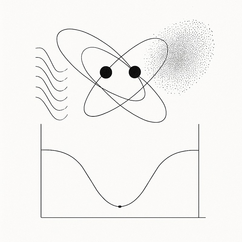 A diatomic molecule over a potential energy landscape