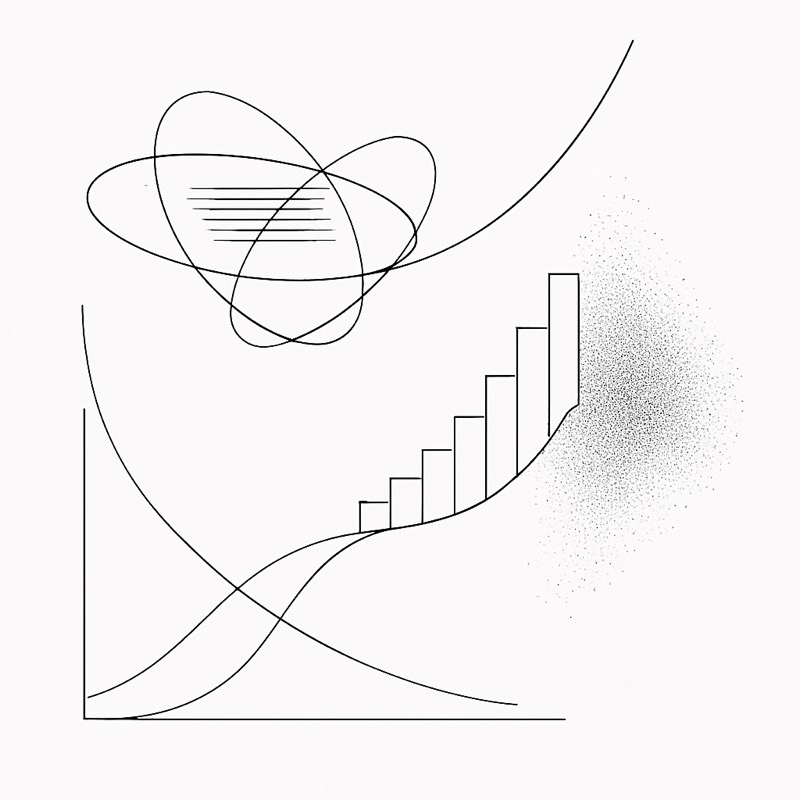 Option payoff curves dissolving into a probability cloud