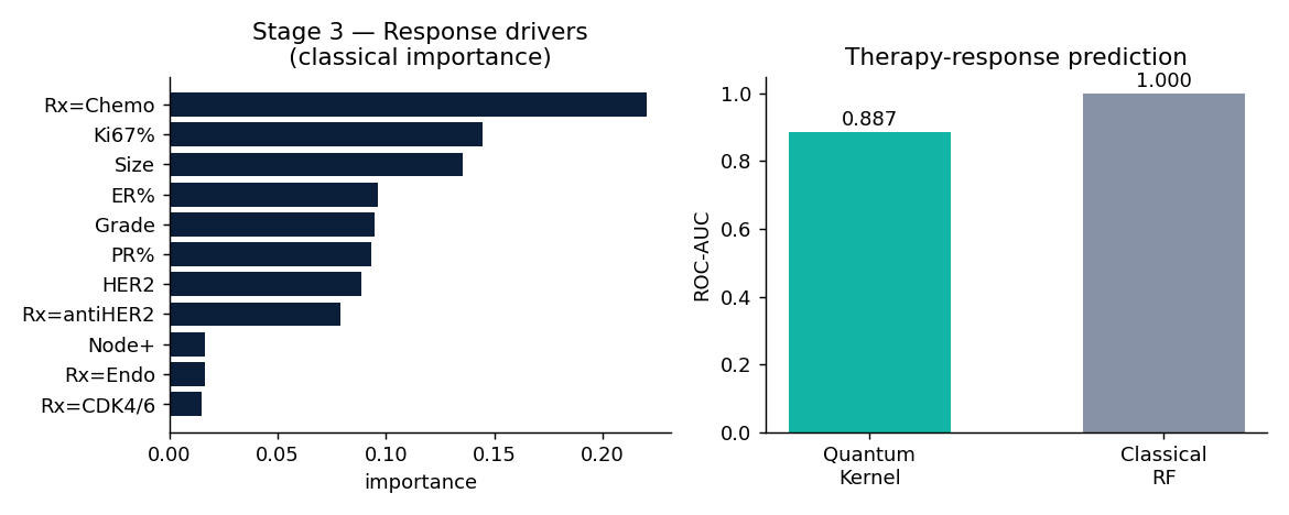 Therapy-response drivers and quantum-kernel accuracy